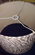 Vintage beige linen leopard print large drum shade 35cm