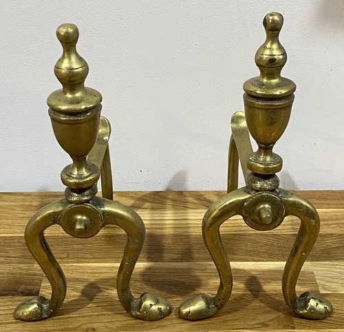 Vintage brass fire - fire, dogs