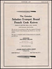 1923 John Chatillon & Sons New York Sabatier Trumpet French Cook Knives Print Ad