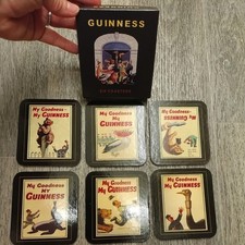 Guinness Collectables Gilroy Design Drinks Coasters Set of 6 Boxed - unused 1999