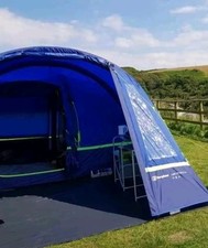 Berghaus 4 man air tent, with separate porch, electric pump, carpets and air bed