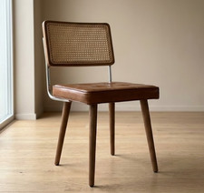 2 Black Dining Rattan Leather