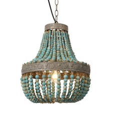 Blue Wood Bead Chandelier