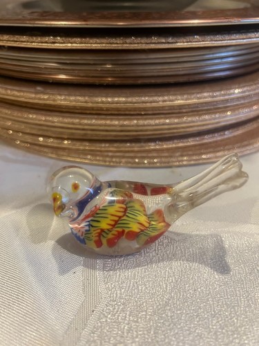 Miniature glass dove bird - glass,