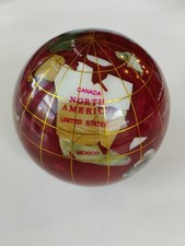 Vtg Semi Precious Gemstone World Globe Paperweight Inlay, 3"