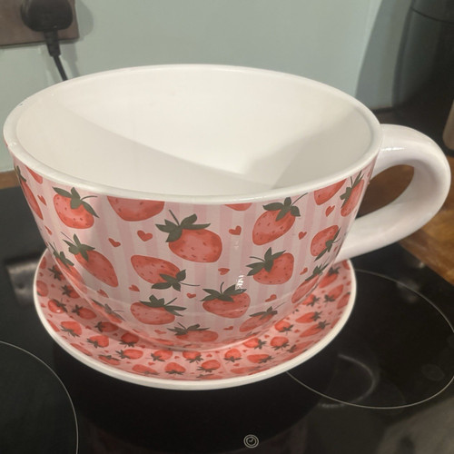 Oversized strawberry tea cup - oversized,