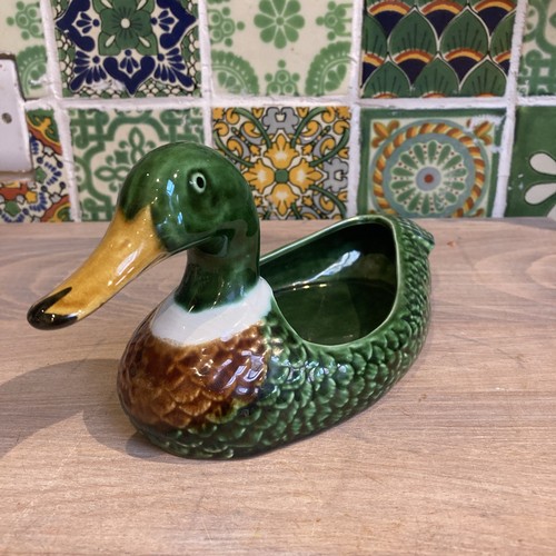 Mallard duck ceramic planter - duck,