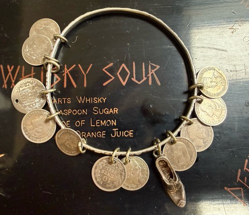 Antique silver coin bracelet - silver,