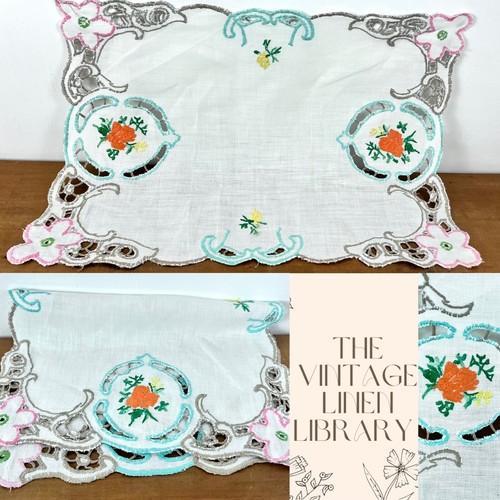 Vintage 50s linen floral - 50s,