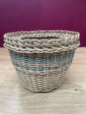 Traditional Vintage Woven Wicker Round Storage Basket Planter Waste Bin