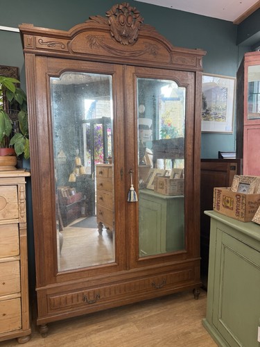 Antique french oak armoire - french,