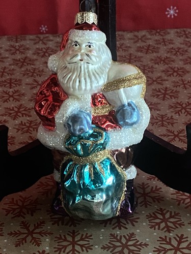 Vintage blown glass santa - blown,