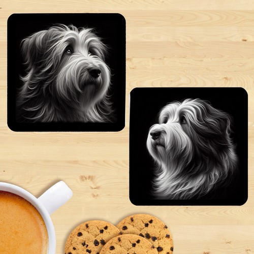 Bearded collie coasters set - coasters,,