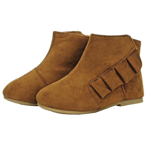 Girl brown ankle boots faux - brown,
