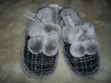 Fat Face Rosie Textured Check Mule Slippers BNWT Size MEDIUM (With Memory Foam)