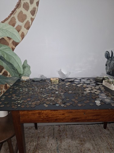 Old coin collection 100 years - old,