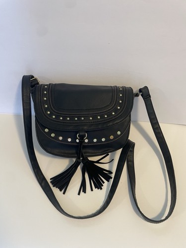 Y2k black studded saddle - black, bag