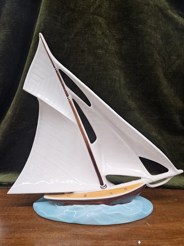 Vintage porcelain sailboat - sailboat,