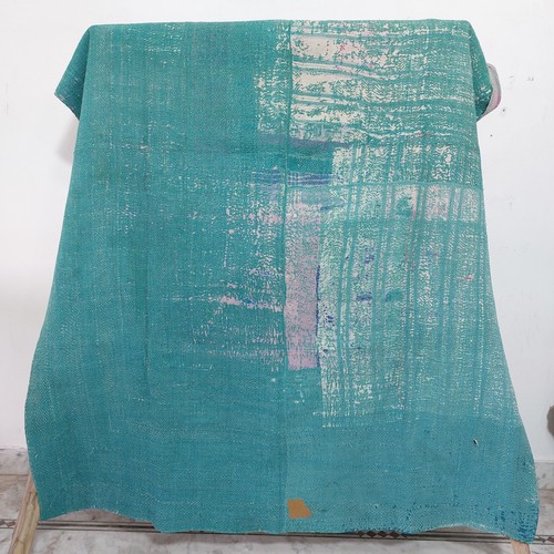 Green kantha quilt - kantha, vintage