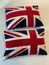 British Flag Union Jack Cushions x 2 - covers and poly filled cushions complete