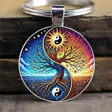 Yin Yang Tree of Life Keychain