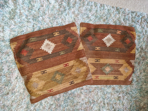 Pair kilim wool cushion - of,