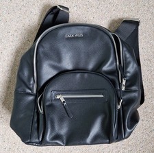 Jack Wills Black Faux Leather Small Backpack