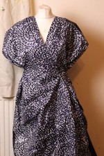 blue circle of life batik adire handprinted cotton fabric sold by the yard