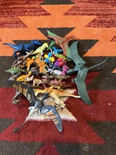 A Bundle of 28 Small Dinosaurs Toy Plastic /Rubber Figures Various Sizes