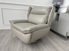 Furniture Village Vinny Grey Leather Swivel Armchair