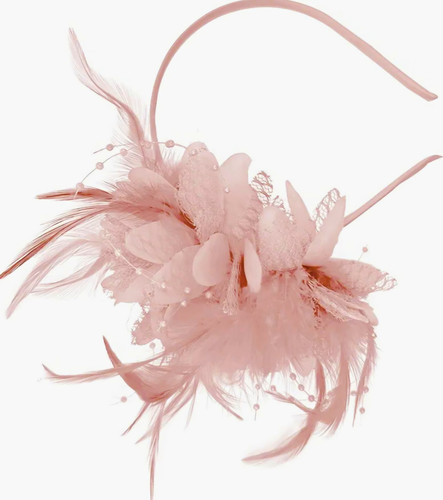 Pink feather flower - feather, fascinator
