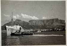 Cape Town, Table Top Mountain & Mail Ship, Vintage Image Picture Photo Postcard