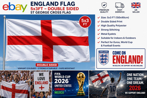 England flag 5x3ft 3x2ft - flag,