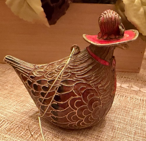 Vintage cloisonne enamel - vintage, hen