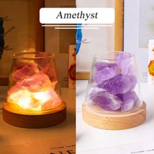 Essential Oil Aromatherapy Crystal Stone Rock USB Night Light Healing Table Lamp