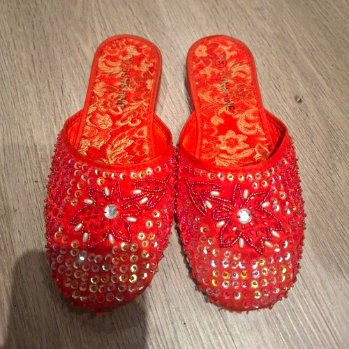 Womens orange floral beaded - floral,