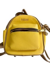 Verde Mini Backpack Yellow Faux Leather Adjustable Strap Zip Closure