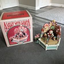 Vintage Enesco A Visit With Santa Music Box w/ Motion & Lights Boxed & Working G