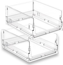 2 Pack Clear Stackable Wardrobe Storage Drawers 42.3×32.5×18.1 cm
