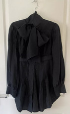 Ted Baker London Tunic Blouse Black Silk Top / Pussy Bow Detail Women Sze 0 / XS