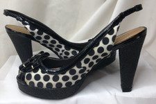 Marks & Spencers Rockabilly Retro Polka Dot Slingback Peep Toe Shoes UK 3.5