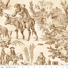 Fat Quarter Aesop's Fable Story Brown Sewing Cotton Quilting Fabric