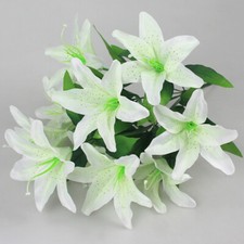 UK 45cm 10Heads Artificial Stargazer Lillies Lily Silk Fake Flower Bouquet Decor