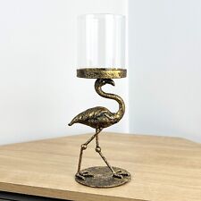 Pillar Candle Stick Holder Vintage Metal Flamingo Ornament for Living Room Gift