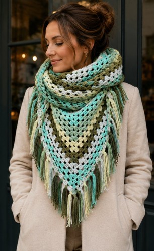 Handmade crochet triangle - crochet,