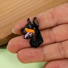 Dobermann Enamel Brooch Pin