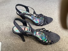 Lilley charcoal black / silver sparkle stiletto shoes. Sz5. New