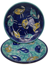 Pair of Handmade Blue Ceramic