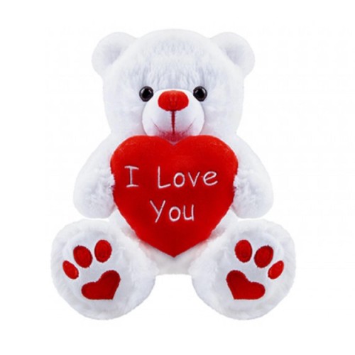 White teddy bear holding - white,
