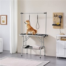Foldable Pet Grooming Table, Adjustable Home Pet Bathing Station with Loop Noose